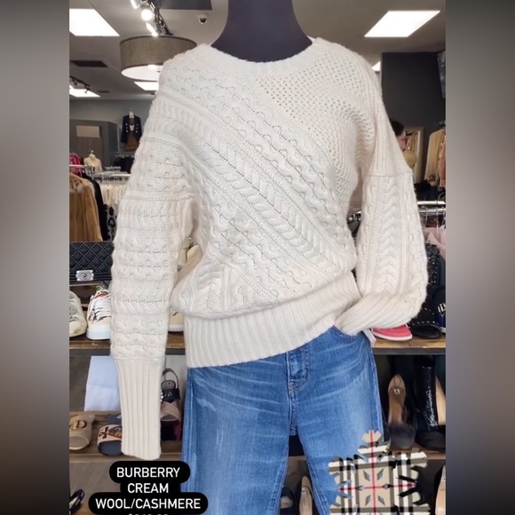 BURBERRY ♥️ Cable knit wool and cashmere sweater Sz S/P - Picture 1 of 14
